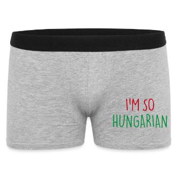 I'M SO HUNGARIAN Ungarisch Ungarn - Männer Boxer Shorts - Grau meliert - Vorne