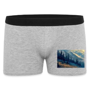 Berglandschaft Illustration Poster - Männer Boxer Shorts - Grau meliert - Vorne