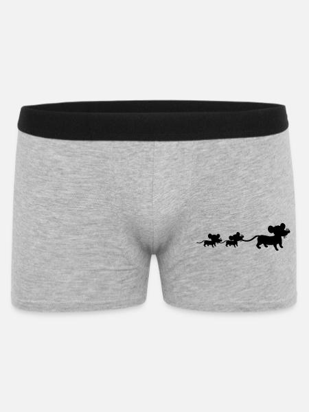 mus, familj, mamma, pappa, 2, barn, mamma, silhuett - Boxershorts Herr - gråmelerad
