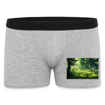 Waldlandschaft Illustration Poster - Männer Boxer Shorts - Grau meliert - Vorne