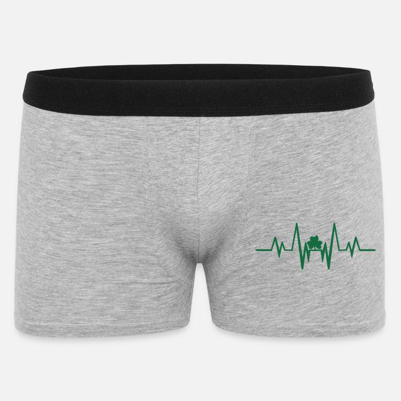 Herzschlag mit Kleeblatt - Männer Boxer Shorts - Grau meliert