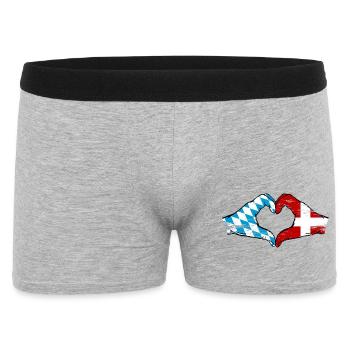 Bayern Dänemark Flagge Hände Herzform used - Männer Boxer Shorts - Grau meliert - Vorne