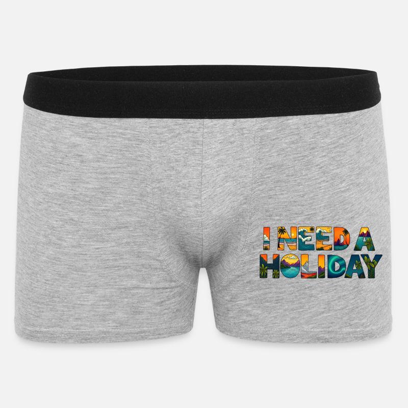 ICH BRAUCHE URLAUB - Männer Boxer Shorts - Grau meliert
