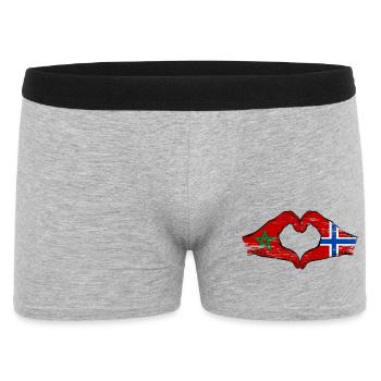 Marokko Norwegen Flagge Haende Herzform used - Männer Boxer Shorts - Grau meliert - Vorne