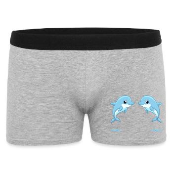 Two baby blue twin dolphins jumping - Men's Boxer Shorts - heather grey - Front