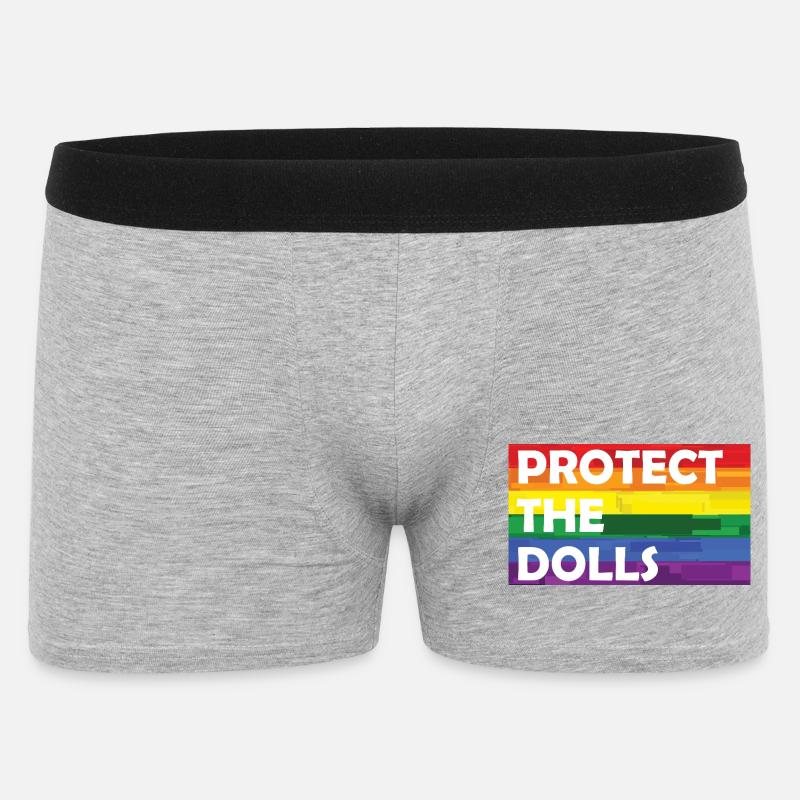 PROTECT THE DOLLS RAINBOW - Männer Boxer Shorts - Grau meliert