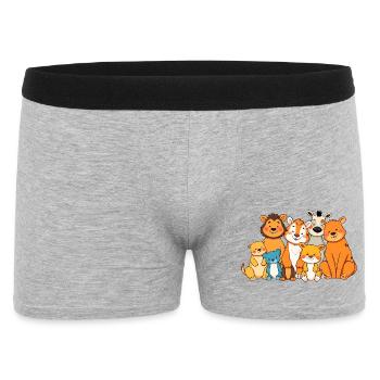 Verspielte Tierfamilie Comic Design - Männer Boxer Shorts - Grau meliert - Vorne