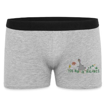 Ich bin in Balance, sagt die kleine Gans - Männer Boxer Shorts - Grau meliert - Vorne