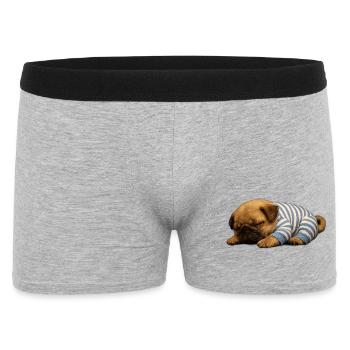 Niedlicher schlafender Welpe im Schlafanzug - Männer Boxer Shorts - Grau meliert - Vorne