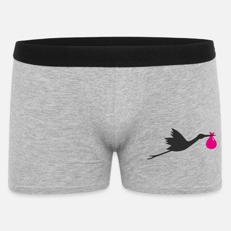 Klapperstorch Storch Mädchen rosa - Männer Boxer Shorts - Grau meliert