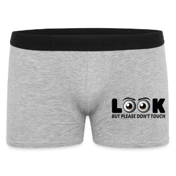 Look But Please Don’t Touch – Lustiges Augen-Desi - Männer Boxer Shorts - Grau meliert - Vorne