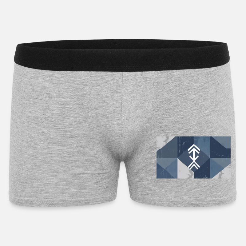 Geometrisches Blauelement Muster - Männer Boxer Shorts - Grau meliert