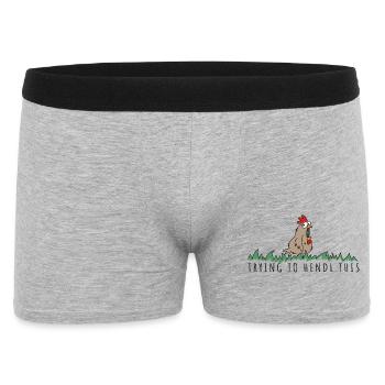 trying to hendl this Spruch Huhn Henne Hahn - Männer Boxer Shorts - Grau meliert - Vorne