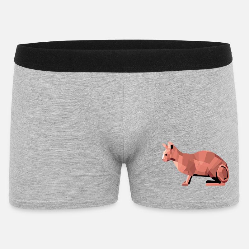 Sphynx Low Poly Cat – Geometrisches Design - Männer Boxer Shorts - Grau meliert