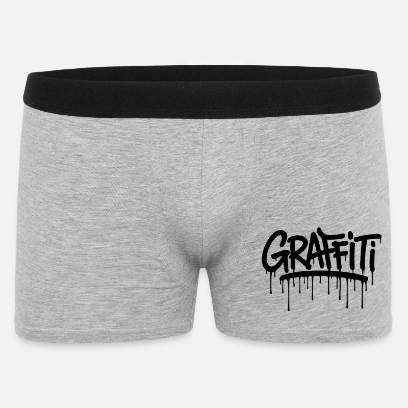 Schwarzes Graffiti-Etikett - Männer Boxer Shorts - Grau meliert