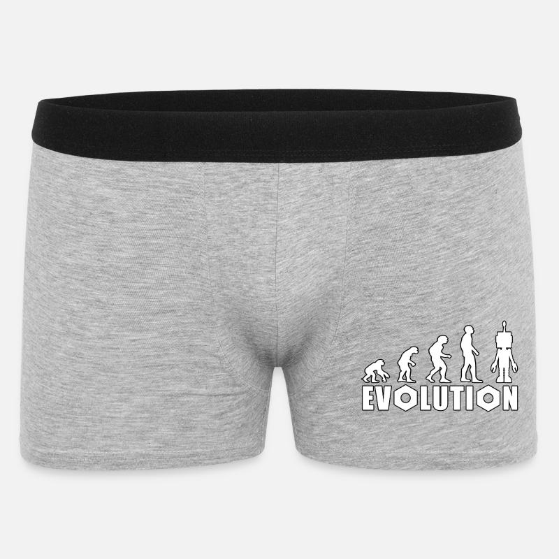 Evolution mit Roboterfigur Design - Männer Boxer Shorts - Grau meliert