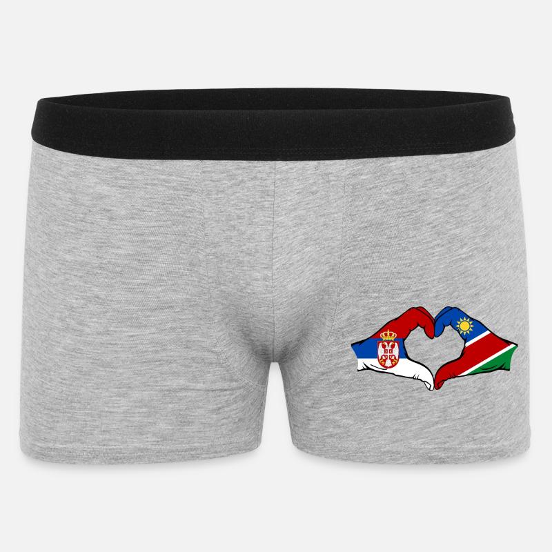 Serbien Namibia Flagge Herz - Männer Boxer Shorts - Grau meliert