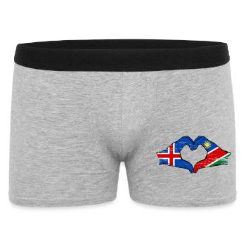 Island_Namibia_Flagge_Haende_Herzform_used - Männer Boxer Shorts - Grau meliert - Vorne