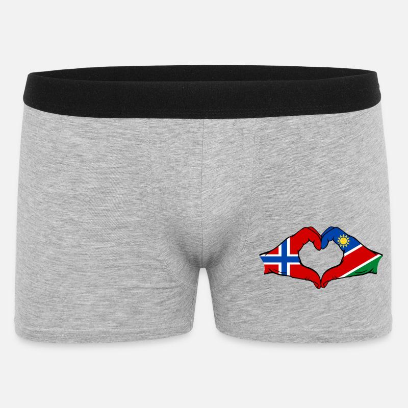 Norwegen_Namibia_Flagge_Hände_Herzform - Männer Boxer Shorts - Grau meliert