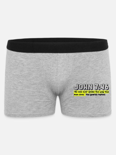 John 7:46 | Bible Quote - Men's Boxer Shorts - heather grey