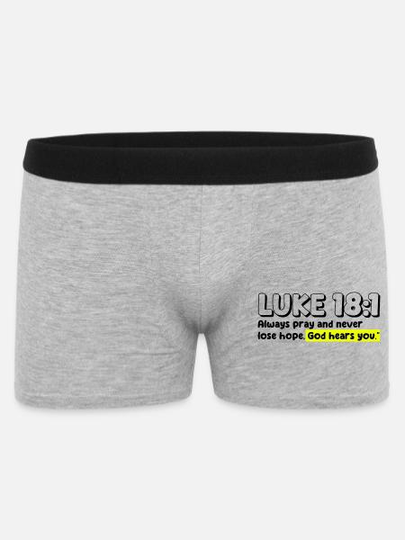 Luke 18:1 | Bible Quote - Men's Boxer Shorts - heather grey