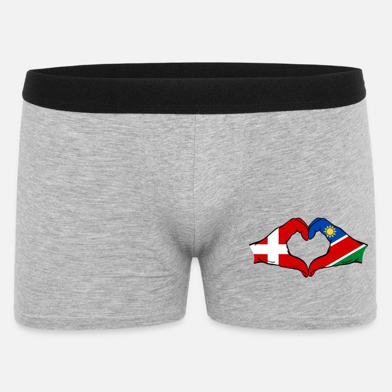 Dänemark Namibia Flagge Herz - Männer Boxer Shorts - Grau meliert