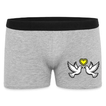 Hochzeit Taube Paar Ehepaar Herz - Männer Boxer Shorts - Grau meliert - Vorne