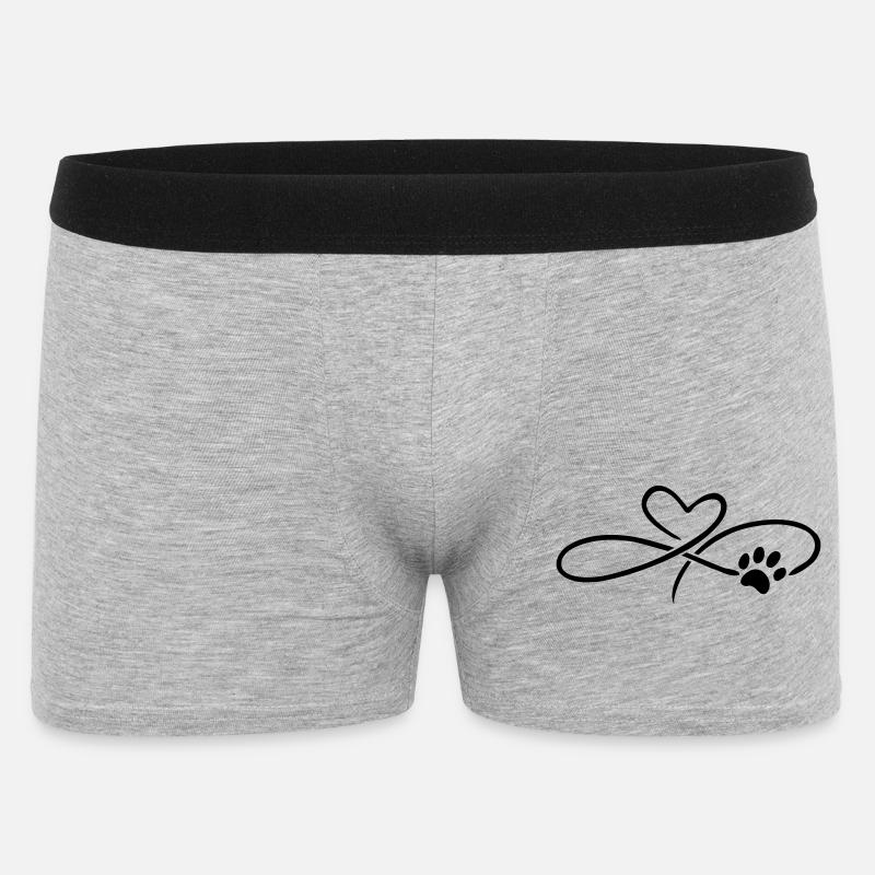 Infinity Herz mit Pfote Katze Hund - Männer Boxer Shorts - Grau meliert