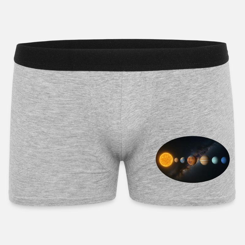 Sonne - Sonnensystem - Planeten - Männer Boxer Shorts - Grau meliert