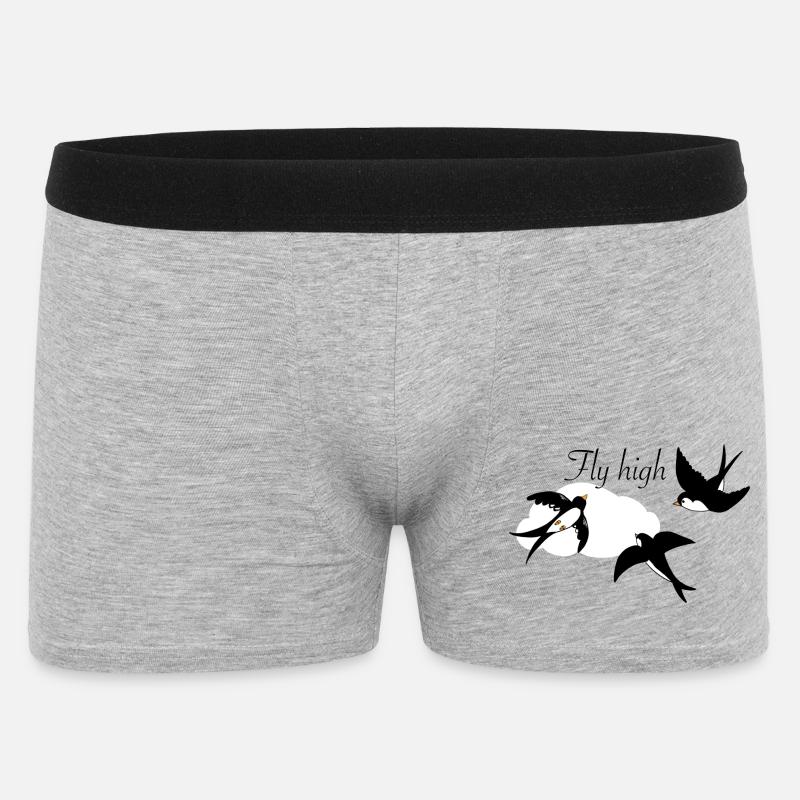 Stilvolle Schwalben im Flug mit Wolke - Männer Boxer Shorts - Grau meliert