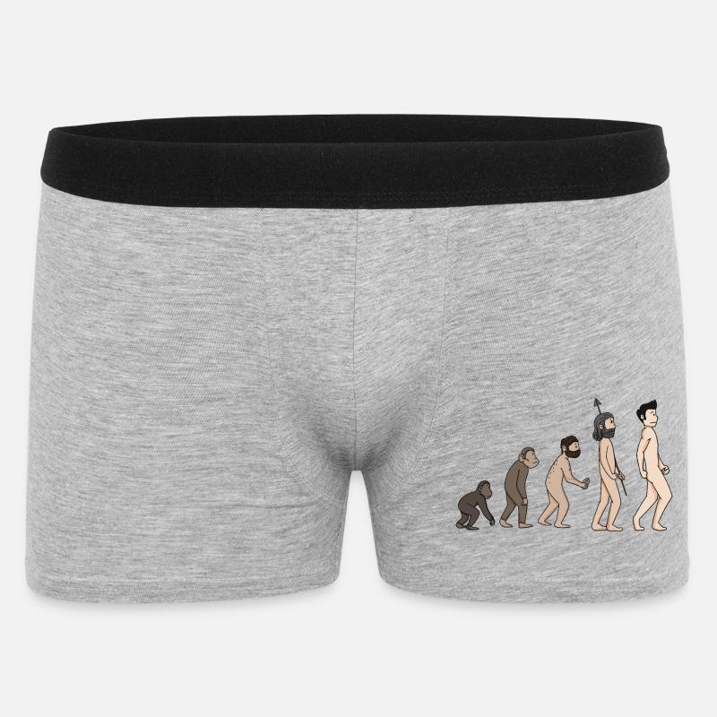 Menschheits Entwicklung - Evolution Illustration - Männer Boxer Shorts - Grau meliert