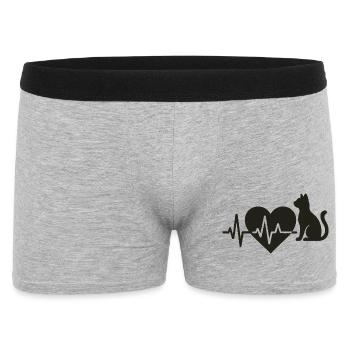 Heartbeat and cat motivation - Men's Boxer Shorts - heather grey - Front