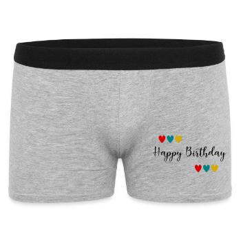 JAHRESTAG. ALLES GUTE ZUM GEBURTSTAG. ALLES GUTE ZUM GEBURTSTAG. - Männer Boxer Shorts - Grau meliert - Vorne