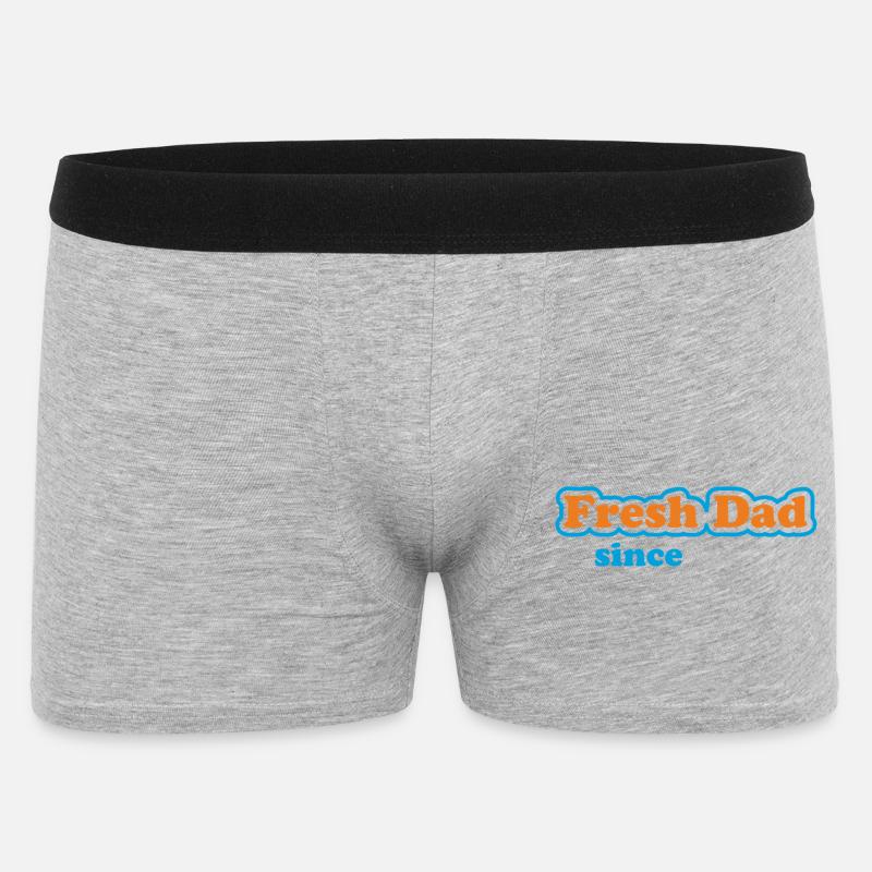 Fresh Dad Since – Buntes Statement - Männer Boxer Shorts - Grau meliert