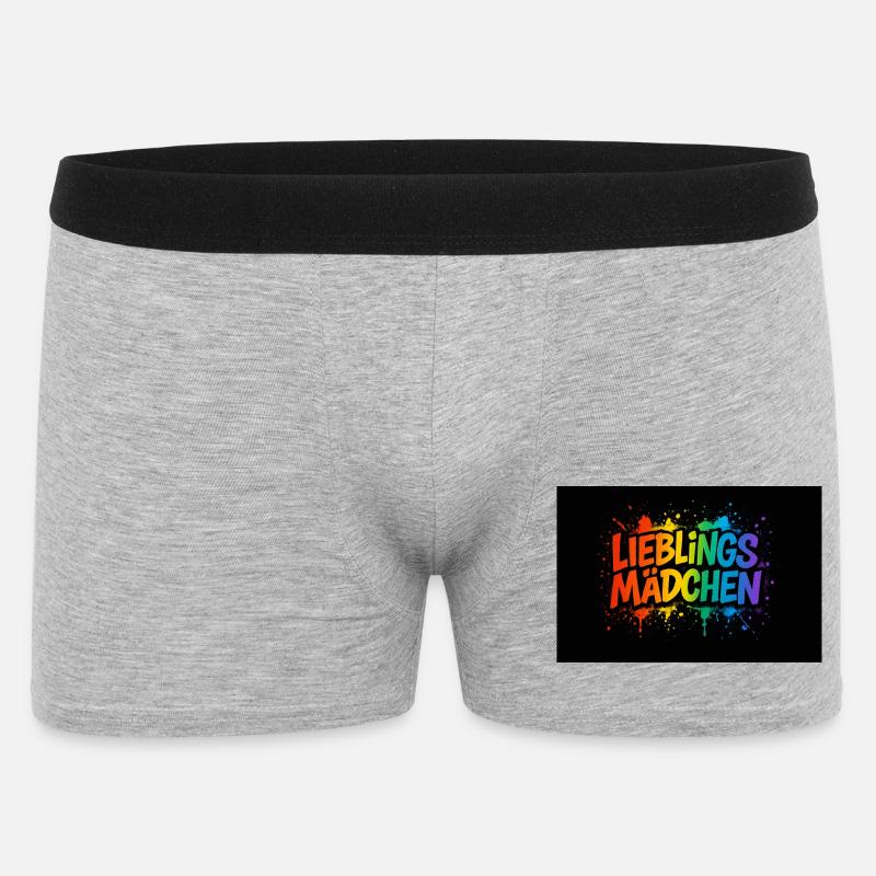 Lieblingsmädchen – Buntes Graffiti mit Farbspritze - Männer Boxer Shorts - Grau meliert