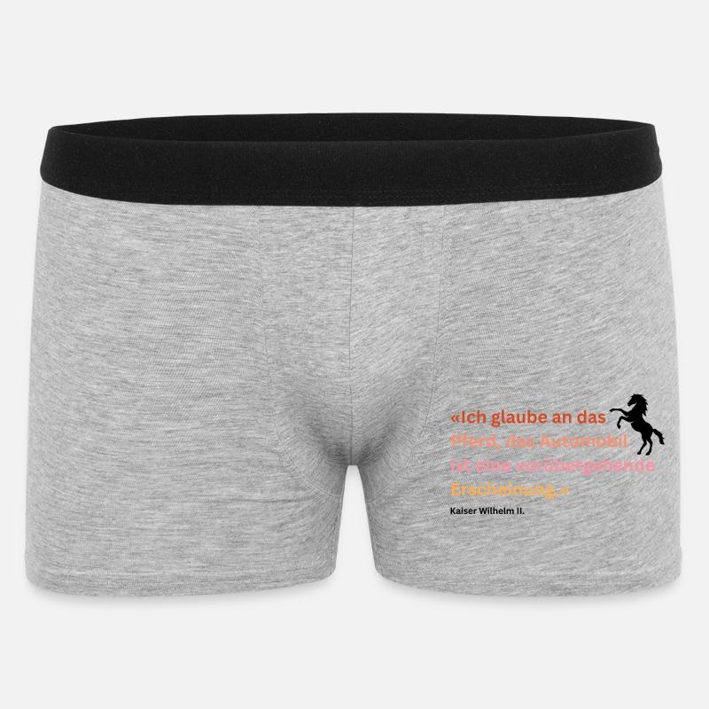 "Ich glaube an das Pferd" - Männer Boxer Shorts - Grau meliert