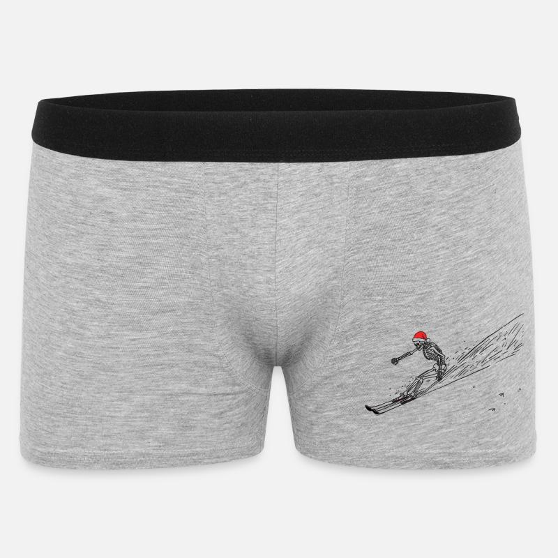 skiing santa skeleton - Männer Boxer Shorts - Grau meliert