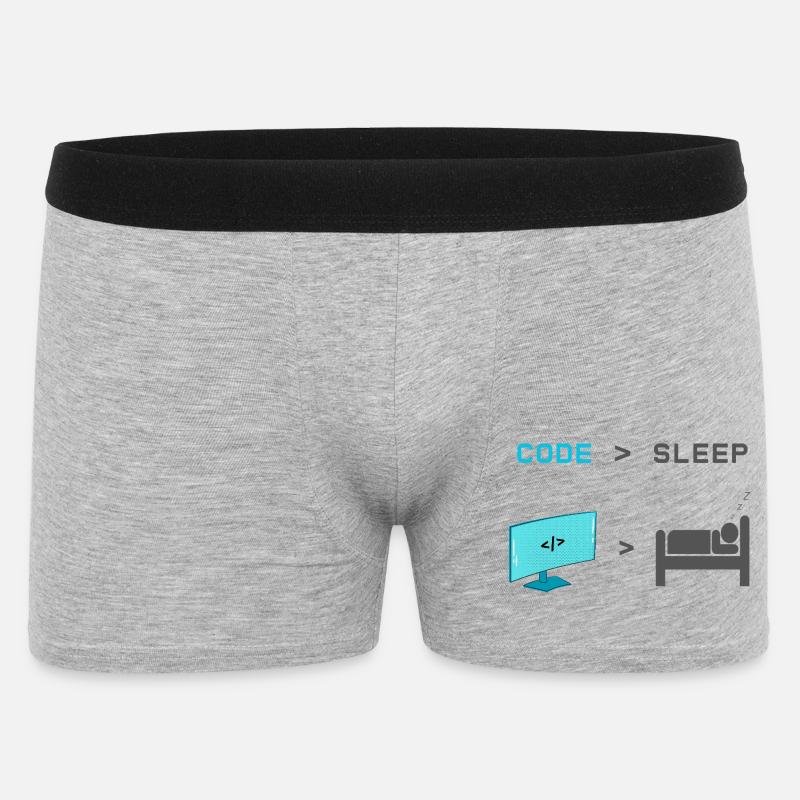 Code vs Veille : codeur en mode veille - Boxer Homme - gris chiné