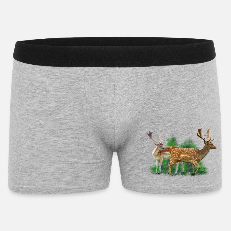 Hirsch im Waldesrauschen - Männer Boxer Shorts - Grau meliert