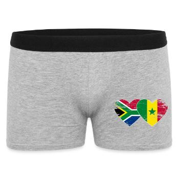 Südafrika Senegal Flagge Herz used - Männer Boxer Shorts - Grau meliert - Vorne