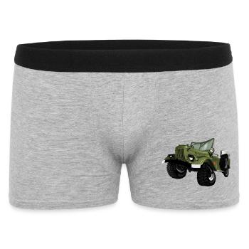 Olivgrüner Offroad Auto Druck - Männer Boxer Shorts - Grau meliert - Vorne
