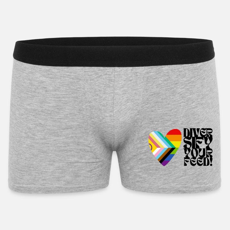 🌈♿ Diversify Your Feed –Progress Pride&Disability - Männer Boxer Shorts - Grau meliert