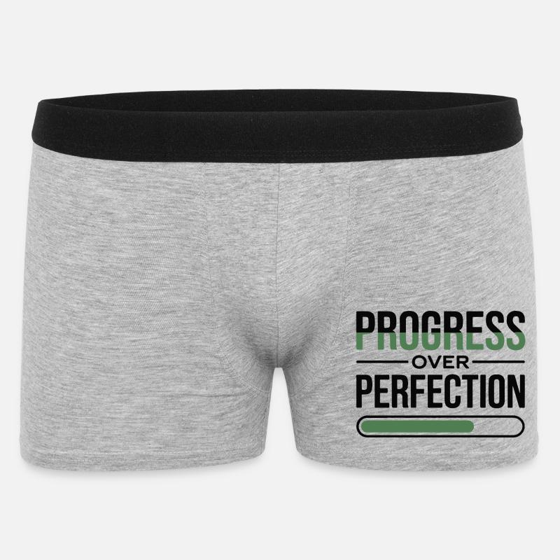 Fortschritt über Perfektion - Männer Boxer Shorts - Grau meliert