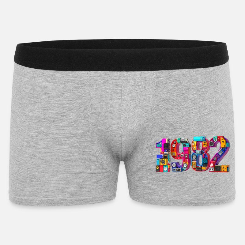 1982 – Geburt, Abitur, Einschulung, Heirat, Ehe - Männer Boxer Shorts - Grau meliert