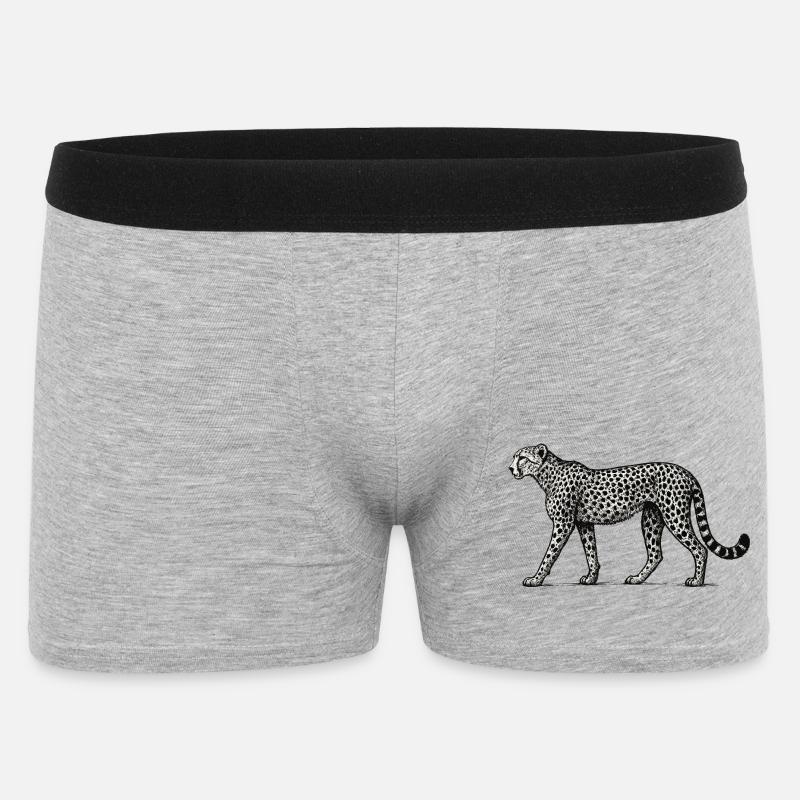 Black and White Leopard Pattern - Men's Boxer Shorts - heather grey