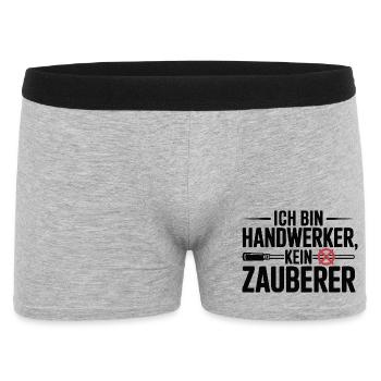 Ich bin Handwerker, kein Zauberer - Männer Boxer Shorts - Grau meliert - Vorne
