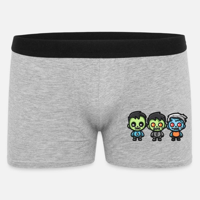 Zombies Halloween Niedlich Comic - Männer Boxer Shorts - Grau meliert