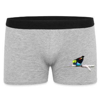 Bunter Papagei auf künstlerischem Ast - Männer Boxer Shorts - Grau meliert - Vorne