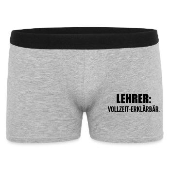 Lehrer: Vollzeit-Erklärbär - Männer Boxer Shorts - Grau meliert - Vorne