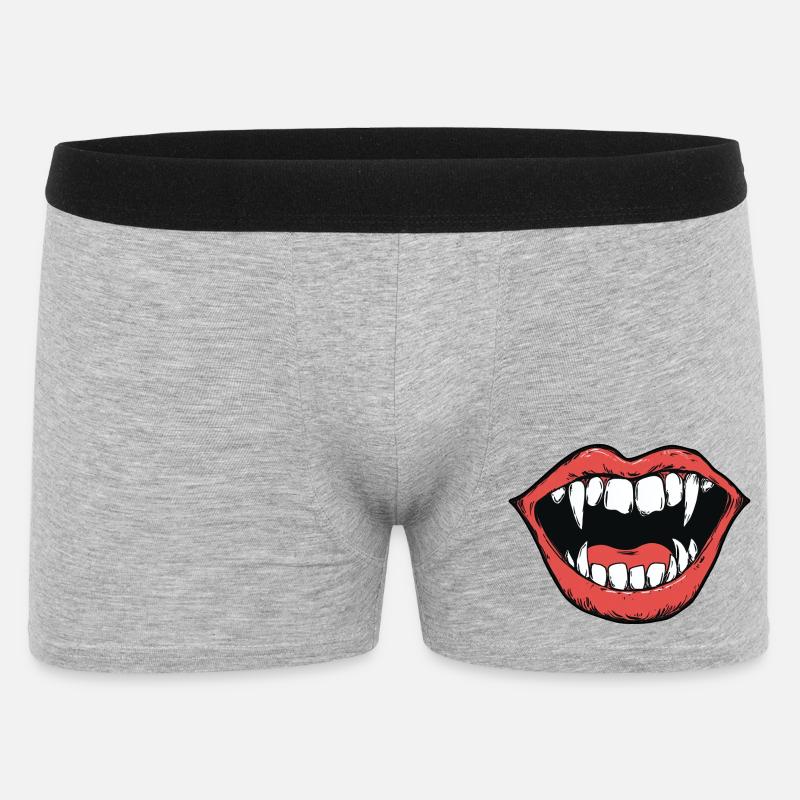 vampire mouth, sharp teeth, bite - Men's Boxer Shorts - heather grey
